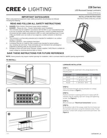 Cree Lighting 228 Series Canopy Installation Guide | Manualzz