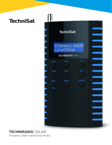 TechniSat TechniRadio Draagbare DAB radio op zonne-energie, DAB , FM, hoofdtelefoonaansluiting, opladen via zonnepaneel, IPX 5 spatwaterdicht, zwart/oranje