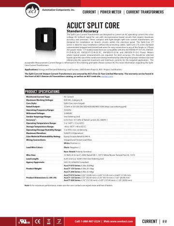 ACI AcuCT-200-1000-333 Data Sheet | Manualzz