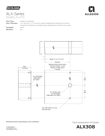 Schlage ALX170 Wood Door Single Dummy Door Template Manualzz Schlage ALX170 Wood Door Single Dummy Door Template Manualzz