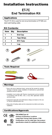 Thermon ET-7C End Termination Kit Installation Instructions | Manualzz