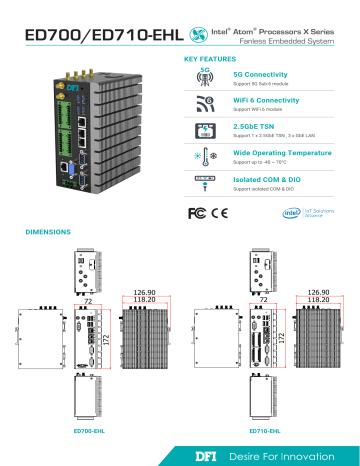 DFI ED700/ED710-EHL Ultra Compact Fanless PC Datasheet | Manualzz