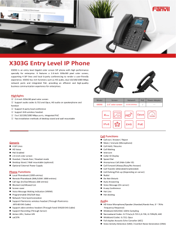 Fanvil X303G Datasheet | Manualzz