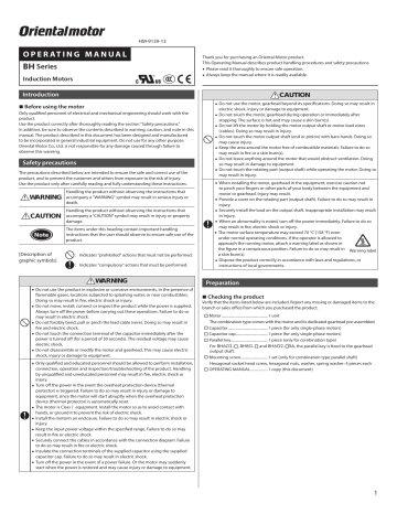 Oriental Motor BHI62ST-G2 Induction Motor Owner's Manual | Manualzz