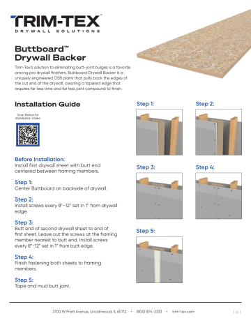 Trim-Tex Buttboard Installation Guide | Manualzz