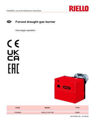 Riello R40 FS5 1/230/50 Installer Manual | Manualzz