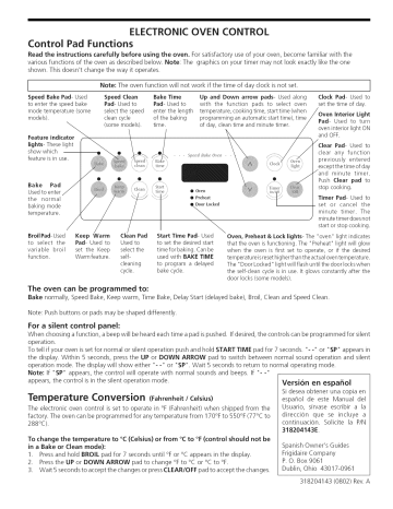 Frigidaire GLEB27Z7HBB Wall Oven Owner's Manual | Manualzz