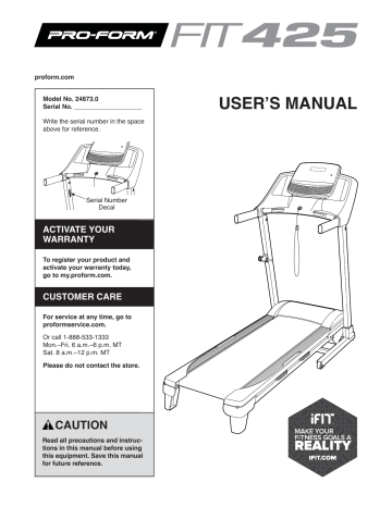 HOW TO FOLD AND MOVE THE TREADMILL. ProForm 831248730 | Manualzz