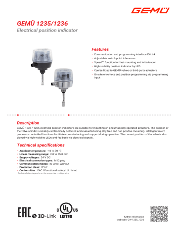 Gemu 1236 Electrical position indicator Datasheet | Manualzz