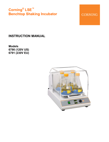 Corning LSE™ Benchtop Shaking Incubator Instruction Manual | Manualzz