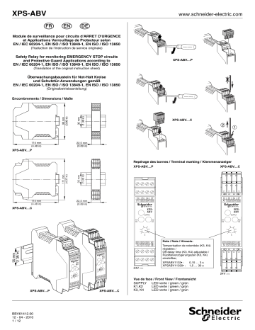 Schneider Electric XPSABV Safety Relay Instruction Sheet Manualzz