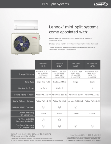 Lennox MCB Mini-Split System Owner manual | Manualzz