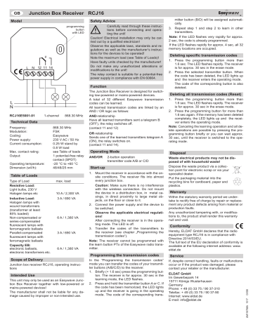 ELDAT RCJ16 Flush-mounted receiver Operating Manual | Manualzz