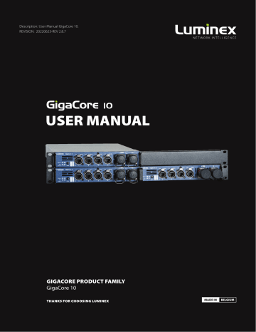 Luminex GigaCore 10 User Manual | Manualzz