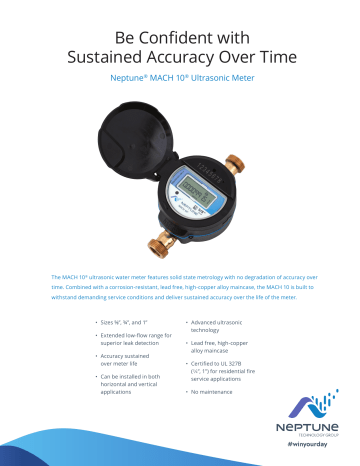 Neptune MACH 10® Ultrasonic Meter Product sheet | Manualzz