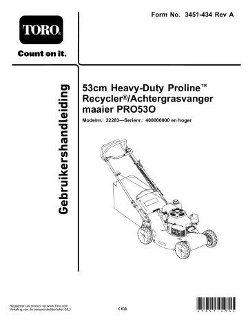 Toro 53cm Heavy-Duty Recycler/Rear Bagger Lawn Mower Walk Behind Mower Handleiding | Manualzz