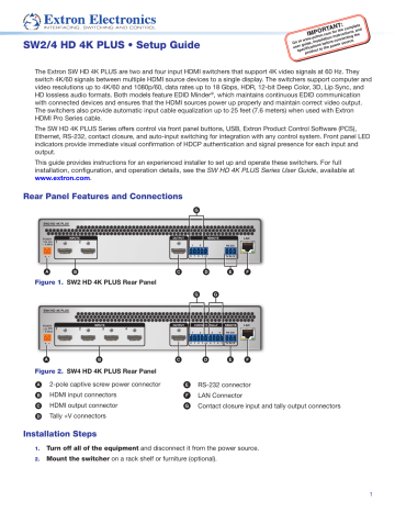 Extron electronics SW4 HD 4K PLUS Setup Manual | Manualzz