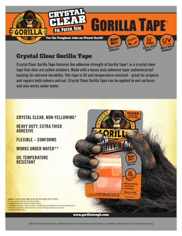 Gorilla 6015002 1.5 in. x 5 yds. Crystal Clear Tape Installation Guide | Manualzz