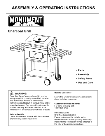 Monument Grills 52101 Bbq And Gas Grill Owner's manual | Manualzz