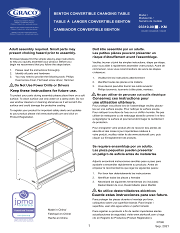 Graco 03310-00F Benton Pebble Gray Changing Table Instructions | Manualzz