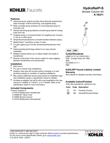 Kohler Genuine Handle Kit For Hydrorail Shower – Chrome, K-1179593-CP, Premium Durability