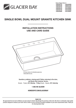 Glacier Bay STHCN100XWS 10S Stonehaven Drop-in/Undermount Black Onyx Granite Composite33in Single Bowl Workstation Kitchen Sink installation Guide