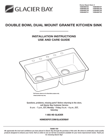 Glacier Bay STHMDN200DM 10S Stonehaven Drop-In/Undermount Black Onyx Granite Composite 33 installation Guide | Manualzz