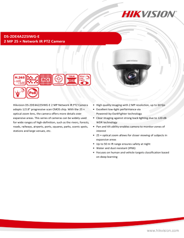 Hikvision DS-2DE4A225IWG-E PTZ Camera Data Sheet | Manualzz