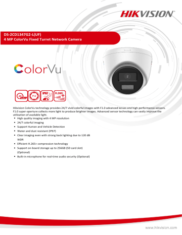 Hikvision DS-2CD1347G2-L(UF) Network Camera Data Sheet | Manualzz