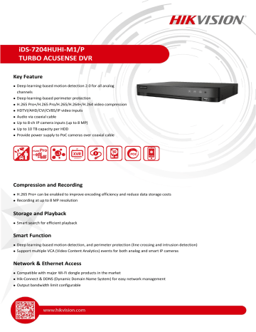 Hikvision IDS-7204HUHI-M1/P DVR Data Sheet | Manualzz