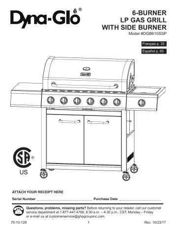 Dyna-glo DGB610SSP Bbq And Gas Grill Owner's Manual | Manualzz