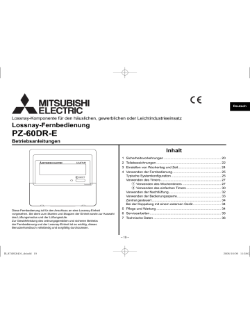 Mitsubishi PZ-61DR-E Lossnay Klimaanlage Fernbedienung