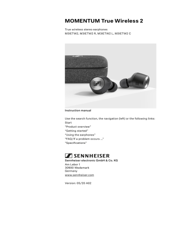 Sennheiser MOMENTUM IN EAR TW Instruction Manual | Manualzz