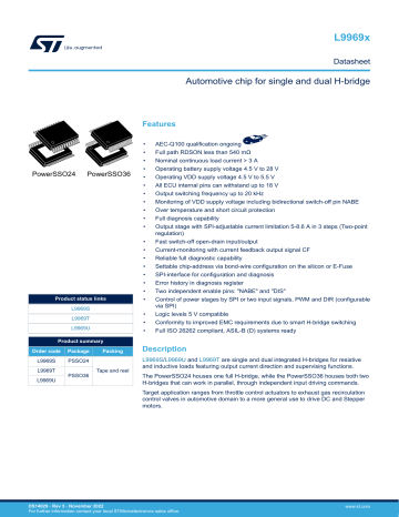 STMicroelectronics L9969T Datasheet | Manualzz