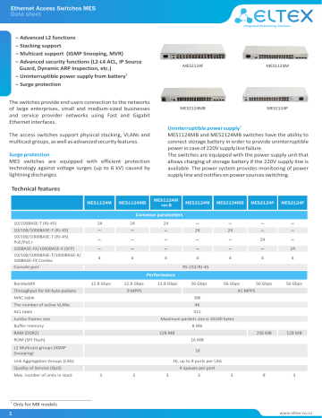 Eltex MES1124MB Ethernet Access Switch Data sheet | Manualzz