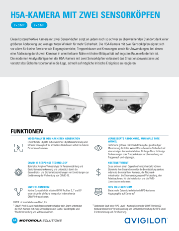 Avigilon H5A Dual Head Camera Datenblatt | Manualzz