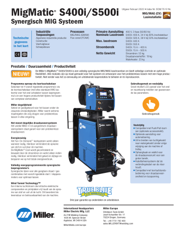 Miller Migmatic S500i Specificatie Manualzz