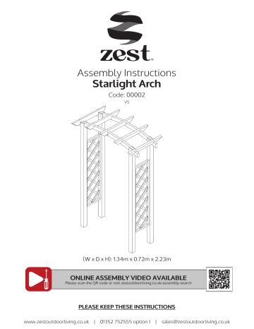 Zest 4 Leisure Starlight Arch Assembly Instructions | Manualzz