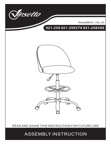 Vinsetto 921-258V80 Ergonomic Studio Drafting Chair User Guide | Manualzz