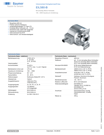 Baumer EIL580-B Incremental Encoder Datenblatt | Manualzz