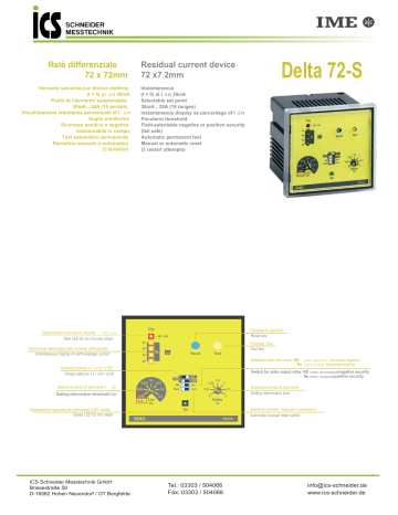 ICS Delta RD1EP – Residual current device Scheda dati | Manualzz