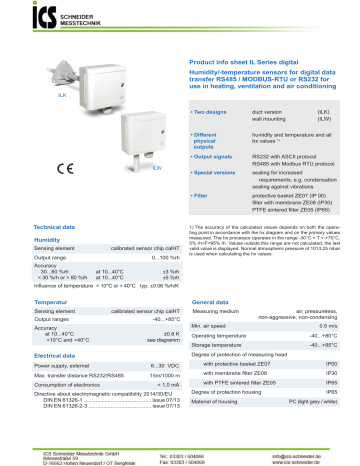 ICS Humidity and Temperature Sensors Datasheet | Manualzz
