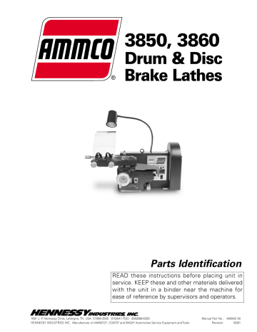 Ammco 3850, 3860 Drum & Disc Brake Lathe Parts Manual | Manualzz