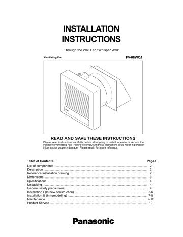 Panasonic FV-08WQ1 WhisperWall™ 70 CFM Bathroom Exhaust Fan ...