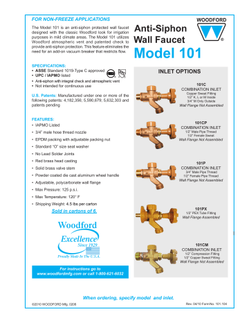 Woodford Manufacturing 101CP-FL-BP Model 101 Anti-siphon and Frost ...