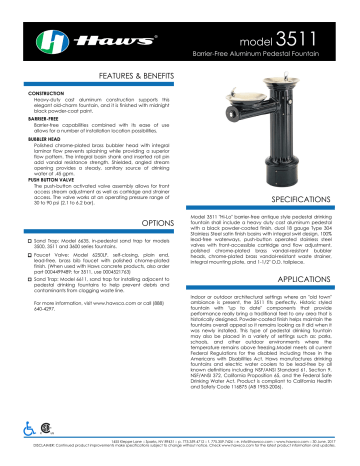 Haws 3511 ADA Anti Aluminium Drinking Fountain Specification | Manualzz