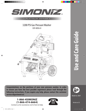 Simoniz 3200 PSI 2.6 GPM 196cc Engine Cold Water Wheeled Gas Pressure ...