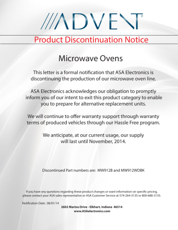 ASA Electronics MW912B Notice | Manualzz
