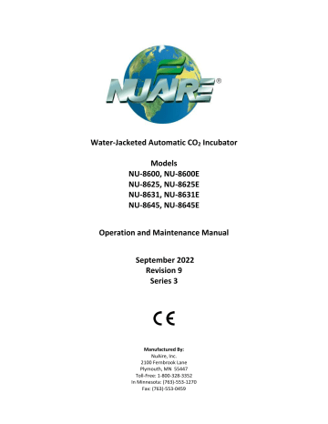 Nuaire OM0253 NU-8631/E CO2 Incubator Operation and Maintenance Manual | Manualzz