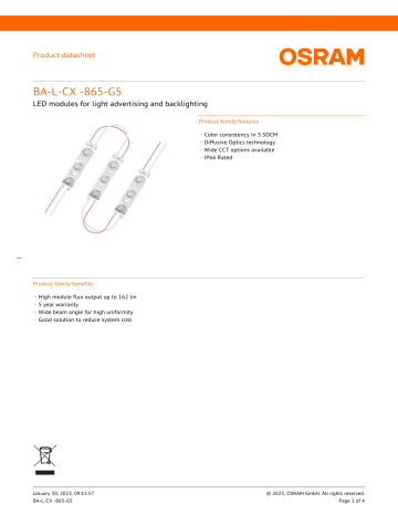 Osram BA-L-CX-865-G5 Data Sheet | Manualzz